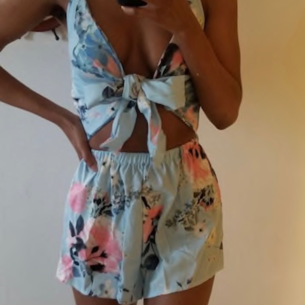 Light blue floral romper!